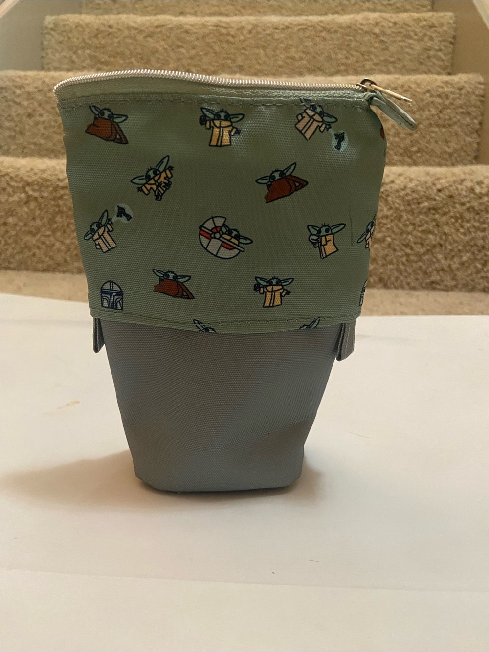 Star Wars Kids Pouch in Sage Green and Gray with Grogu Print